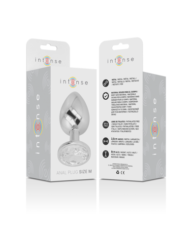 INTENSE - PLUG ANAL EN MÉTAL ALUMINIUM AVEC CRISTAL DARGENT TAILLE M