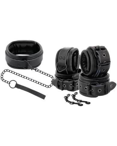 DARKNESS - MENOTTES ET COLLIER EN CUIR NOIR DARKNESS - MENOTTES ET COLLIER EN CUIR NOIR