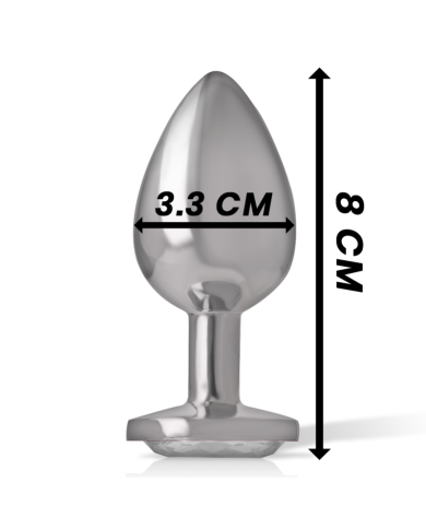 INTENSE - PLUG ANAL EN MÉTAL ALUMINIUM AVEC CRISTAL DARGENT TAILLE M