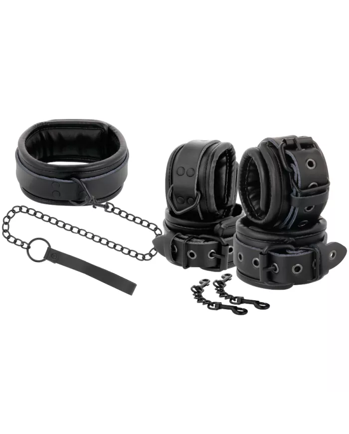 DARKNESS - MENOTTES ET COLLIER EN CUIR NOIR DARKNESS - MENOTTES ET COLLIER EN CUIR NOIR