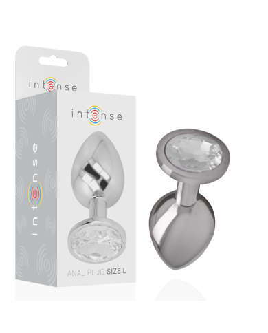 INTENSE - PLUG ANAL EN MÉTAL ALUMINIUM AVEC CRISTAL DARGENT TAILLE L