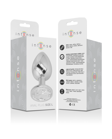 INTENSE - PLUG ANAL EN MÉTAL ALUMINIUM AVEC CRISTAL DARGENT TAILLE L