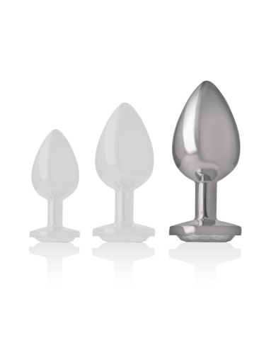 INTENSE - PLUG ANAL EN MÉTAL ALUMINIUM AVEC CRISTAL DARGENT TAILLE L