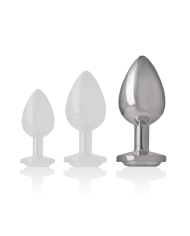 INTENSE - PLUG ANAL EN MÉTAL ALUMINIUM AVEC CRISTAL DARGENT TAILLE L