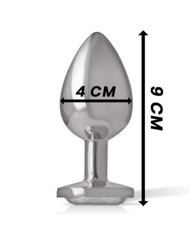 INTENSE - PLUG ANAL EN MÉTAL ALUMINIUM AVEC CRISTAL DARGENT TAILLE L