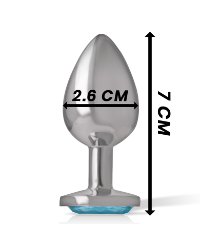 INTENSE - PLUG ANAL EN MÉTAL ALUMINIUM AVEC CRISTAL BLEU TAILLE S