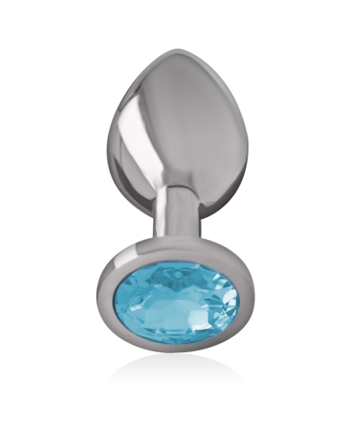 INTENSE - PLUG ANAL EN MÉTAL ALUMINIUM AVEC VERRE BLEU TAILLE M