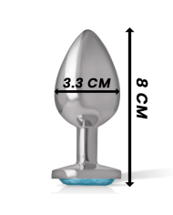 INTENSE - PLUG ANAL EN MÉTAL ALUMINIUM AVEC VERRE BLEU TAILLE M