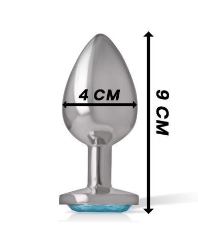 INTENSE - PLUG ANAL EN MÉTAL ALUMINIUM AVEC CRISTAL BLEU TAILLE L