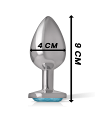 INTENSE - PLUG ANAL EN MÉTAL ALUMINIUM AVEC CRISTAL BLEU TAILLE L