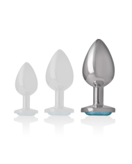 INTENSE - PLUG ANAL EN MÉTAL ALUMINIUM AVEC CRISTAL BLEU TAILLE L