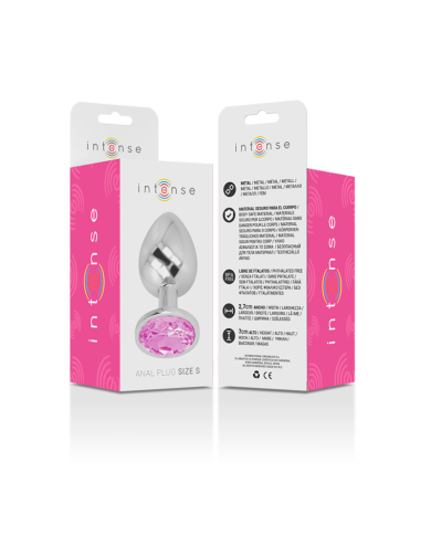 INTENSE - PLUG ANAL EN MÉTAL ALUMINIUM AVEC CRISTAL ROSE TAILLE S