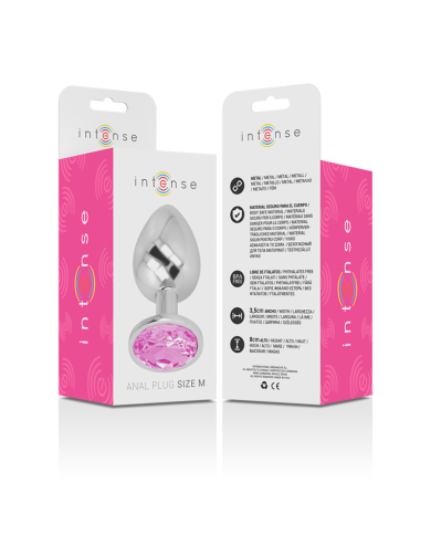 INTENSE - PLUG ANAL EN MÉTAL ALUMINIUM AVEC CRISTAL ROSE TAILLE M