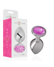 INTENSE - PLUG ANAL EN MÉTAL ALUMINIUM AVEC CRISTAL ROSE TAILLE L