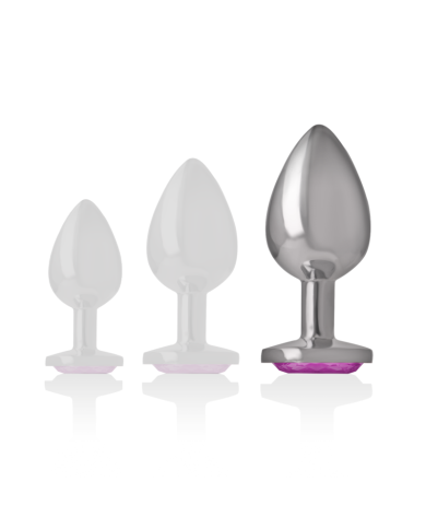 INTENSE - PLUG ANAL EN MÉTAL ALUMINIUM AVEC CRISTAL ROSE TAILLE L