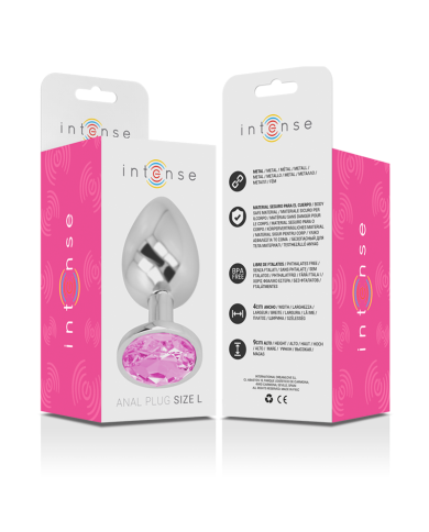 INTENSE - PLUG ANAL EN MÉTAL ALUMINIUM AVEC CRISTAL ROSE TAILLE L