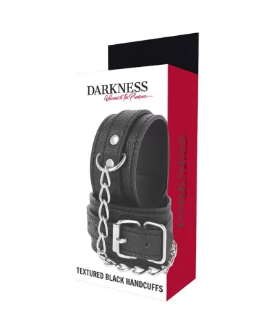 DARKNESS - MENOTTES EN CUIR TEXTURÉ NOIR DARKNESS - MENOTTES EN CUIR TEXTURÉ NOIR