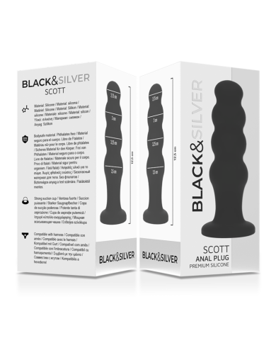 BLACK&SILVER - PLUG ANAL EN SILICONE SCOTT PREMIUM NOIR