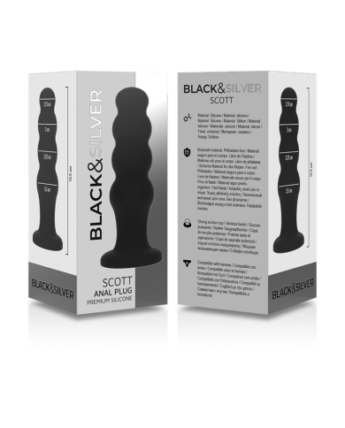 BLACK&SILVER - PLUG ANAL EN SILICONE SCOTT PREMIUM NOIR