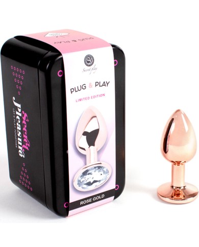 SECRETPLAY - PLUG ANAL EN MÉTAL OR ROSE PETITE TAILLE 7 CM