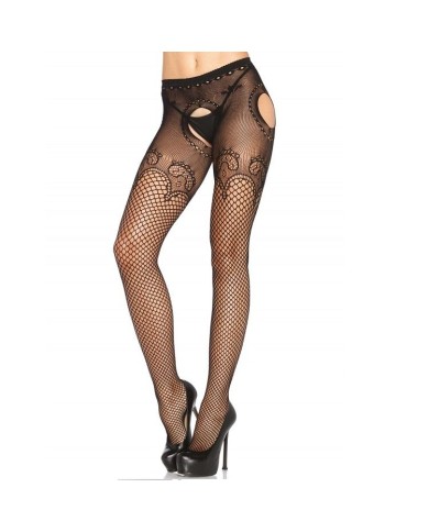 LEG AVENUE - CULOTTE EN ÉLÉGANTE FILET BRODÉ NOIR