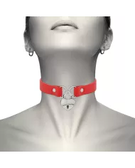 COQUETTE CHIC DESIRE - COLLIER EN CUIR VEGAN ROUGE AVEC ACCESSOIRE COEUR AVEC CL? COQUETTE CHIC DESIRE - COLLIER EN CUIR VEGAN ROUGE AVEC ACCESSOIRE COEUR AVEC CL?