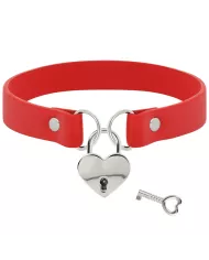 COQUETTE CHIC DESIRE - COLLIER EN CUIR VEGAN ROUGE AVEC ACCESSOIRE COEUR AVEC CL? COQUETTE CHIC DESIRE - COLLIER EN CUIR VEGAN ROUGE AVEC ACCESSOIRE COEUR AVEC CL?