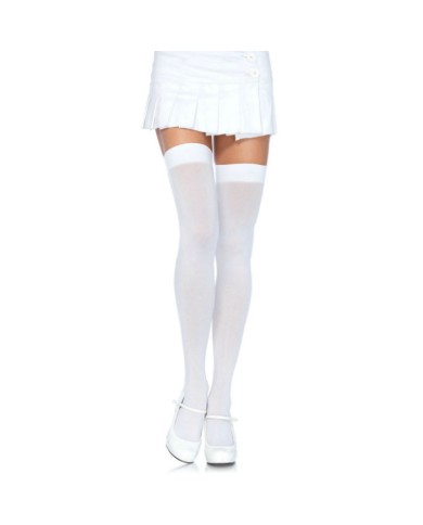 LEG AVENUE - CUISSES HAUTES EN NYLON BLANC