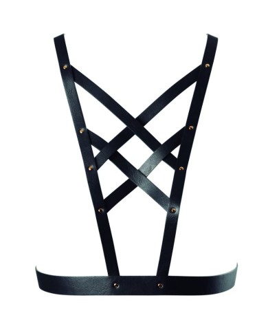 BIJOUX - INDISCRETS MAZE HARNAIS CROISÉ AVEC COLLIER NOIR
