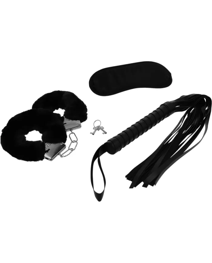 INTENSE - FETISH PLAYSET ÉROTIQUE 1 AVEC MENOTTES, MASQUE AVEUGLE ET FLOGGER