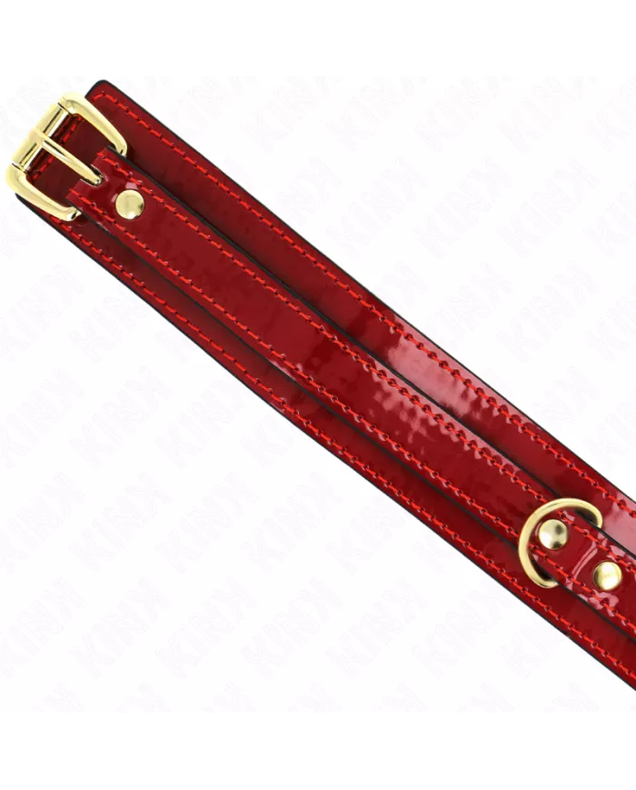 KINK - COLLIER AJUSTABLE ROUGE VIN AVEC DÉTAILS DORÉS 29-42,5 CM X 4 CM