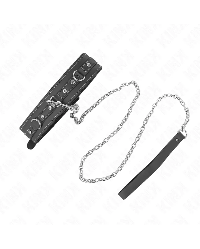 KINK - COLLIER EN CUIR PVC AVEC CEINTURE 105 CM RIVET STRASS 41,5 X 4 CM
