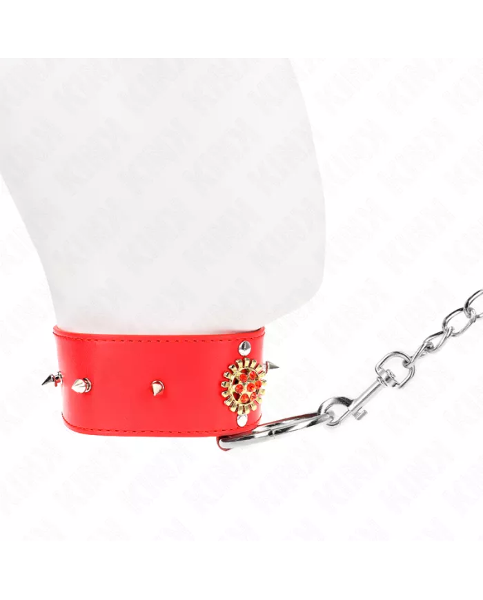 KINK - COLLIER DIAMANTS ROUGES AVEC CEINTURE 65 CM AJDUSTABLE 35-51 CM X 7 CM
