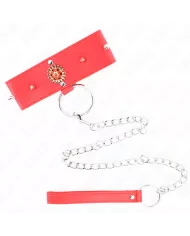 KINK - COLLIER DIAMANTS ROUGES AVEC CEINTURE 65 CM AJDUSTABLE 35-51 CM X 7 CM