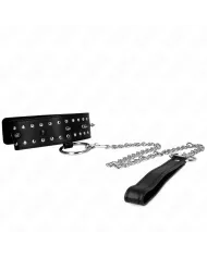 KINK - COLLIER AVEC LAISSE 65 CM AVEC CLOUS ARGENTÉS MODÈLE 1 AJUSTABLE 36-43 CM X 5 CM