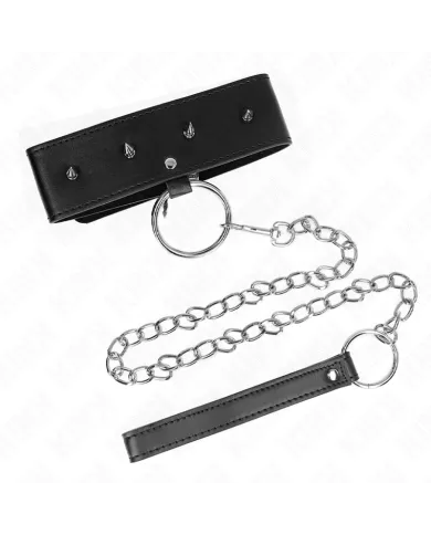 KINK - COLLIER 65 CM AVEC LAISSE AVEC CLOUS ARGENTÉS MODÈLE 2 RÉGLABLE 36-43 CM X 5 CM KINK - COLLIER 65 CM AVEC LAISSE AVEC CLOUS ARGENTÉS MODÈLE 2 RÉGLABLE 36-43 CM X 5 CM
