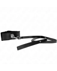 KINK - COLLIER AVEC LAISSE 116 CM AVEC CLOUS ARGENTÉS MODÈLE 4 NOIR AJUSTABLE 40-48 CM X 6 CM
