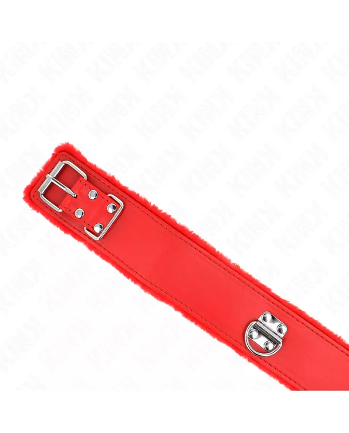 KINK - COLLIER AVEC LAISSE 116 CM AVEC CLOUS ARGENTÉS MODÈLE 4 ROUGE AJUSTABLE 40-48 CM X 6 CM