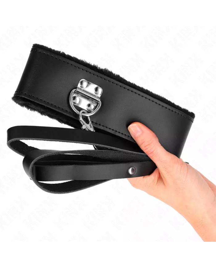 KINK - COLLIER AVEC CEINTURE 116 CM AVEC BRACELET EN CUIR NOIR AJUSTABLE 40-48 CM X 6 CM