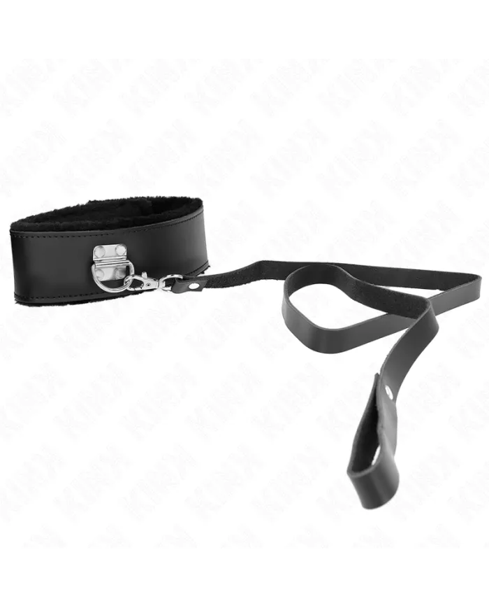 KINK - COLLIER AVEC CEINTURE 116 CM AVEC BRACELET EN CUIR NOIR AJUSTABLE 40-48 CM X 6 CM