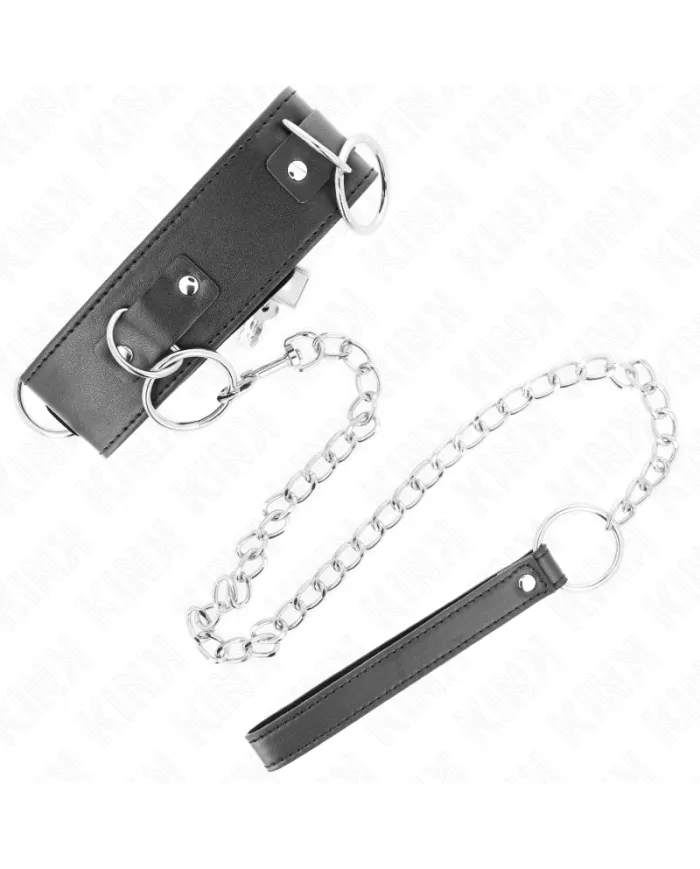 KINK - COLLIER AVEC LAISSE 65 CM 3 ANNEAUX MODÈLE 2 RÉGLABLE 36-43 CM X 5 CM