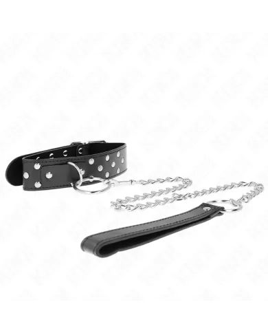 KINK - COLLIER RIVET ANNEAU AVEC CEINTURE 65 CM NOIR AJUSTABLE 36-50 CM X 3,8 CM KINK - COLLIER RIVET ANNEAU AVEC CEINTURE 65 CM NOIR AJUSTABLE 36-50 CM X 3,8 CM