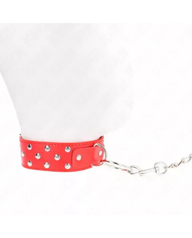 KINK - COLLIER RIVET ANNEAU AVEC CEINTURE 65 CM ROUGE AJUSTABLE 36-50 CM X 3,8 CM KINK - COLLIER RIVET ANNEAU AVEC CEINTURE 65 CM ROUGE AJUSTABLE 36-50 CM X 3,8 CM