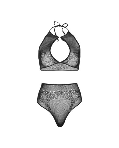 LEG AVENUE - ENSEMBLE DEUX PIÈCES HALTER CROP TOP & THONG CULOTTE TAILLE UNIQUE