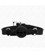 KINK - BÂILLON ENTIÈREMENT SILICONE 55 x 2 CM AVEC BOULE DE 4 CM TAILLE S NOIR AJUSTABLE 35-51 CM