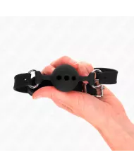 KINK - BÂILLON ENTIÈREMENT SILICONE 55 x 2 CM AVEC BOULE DE 4 CM TAILLE S NOIR AJUSTABLE 35-51 CM