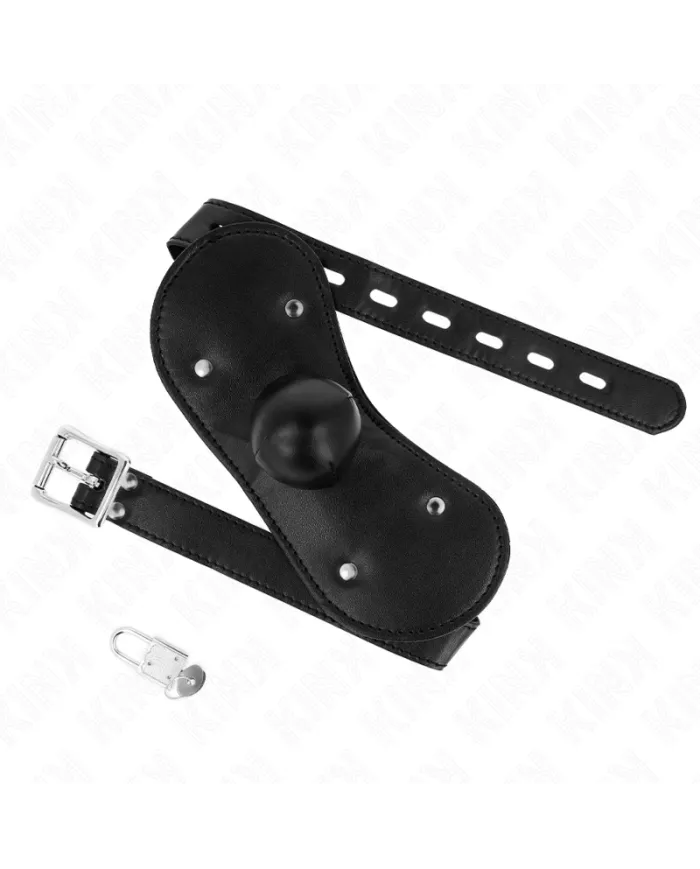 KINK - MASQUE BOUCLES BALL GAG AVEC SERRURE RÉGLABLE 42-60 CM