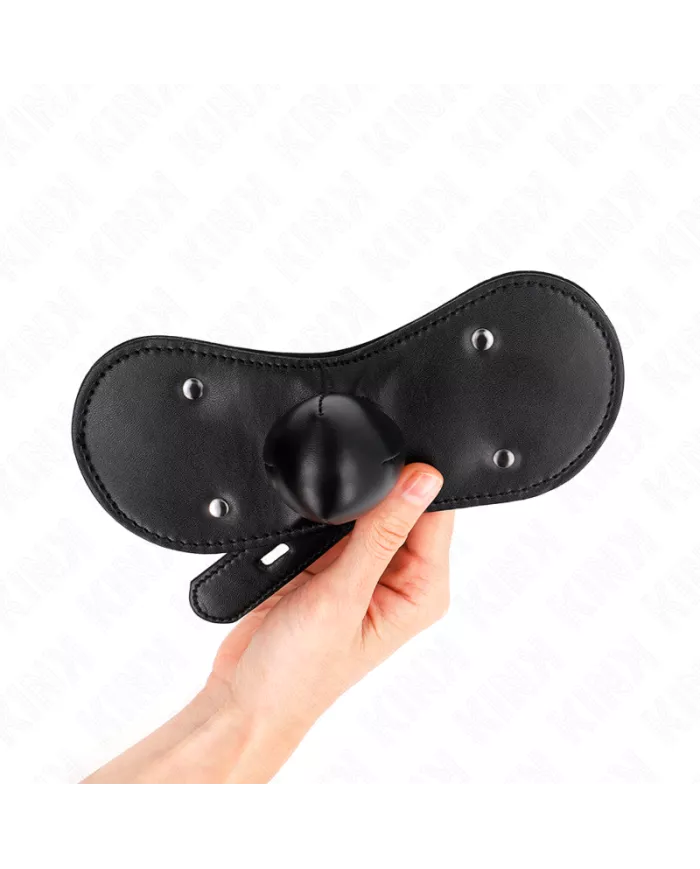KINK - MASQUE BOUCLES BALL GAG AVEC SERRURE RÉGLABLE 42-60 CM
