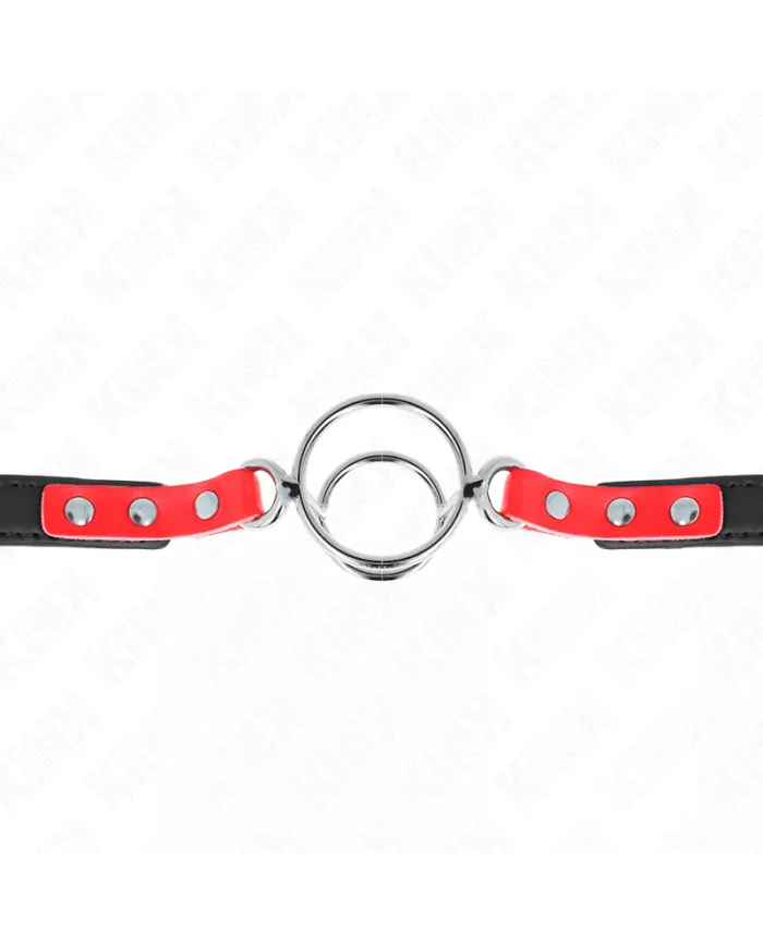 KINK - GAG AVEC PLUSIEURS O-RINGS 4 / 4,8 CM ROUGE 38 X 56 CM