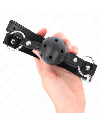 KINK - BOULE NOIRE CREUSE DURE 4,5 CM GAG MODÈLE 1 63,5 X 2 CM KINK - BOULE NOIRE CREUSE DURE 4,5 CM GAG MODÈLE 1 63,5 X 2 CM